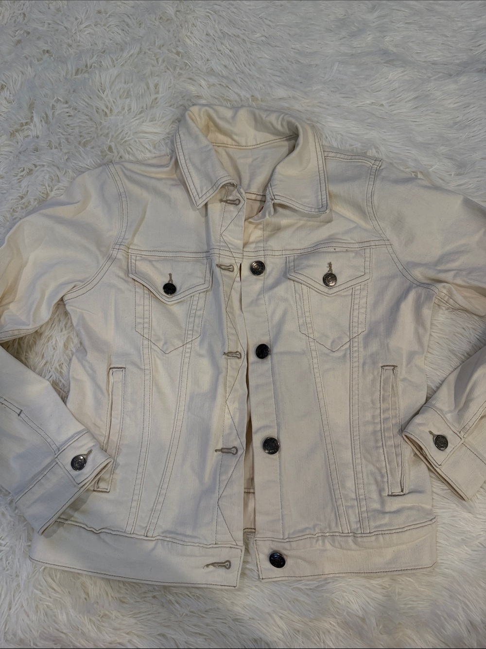 J. Crew Cream Denim Trucker Jacket